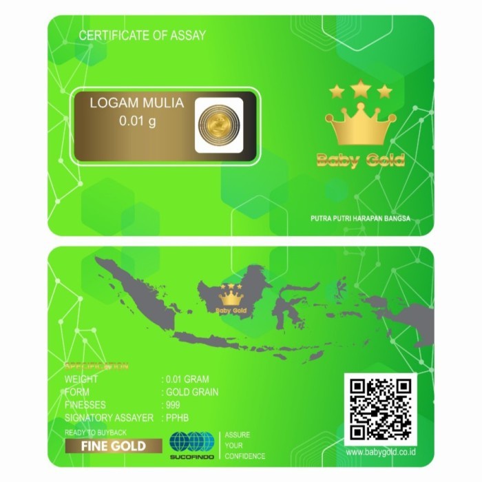 Emas Logam Mulia BABY GOLD Murni Mini 0.01 Gram