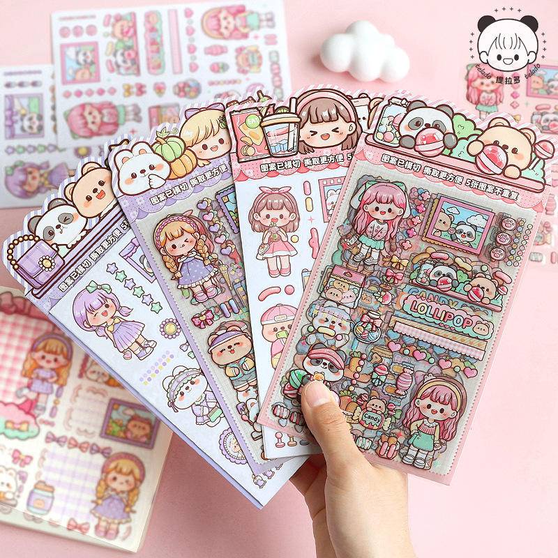 

Tirado Duo Theme Color Series Cute Girl and Paper Waterproof Hand Curtain Sticker Guka Stationery Water Cup Sticker