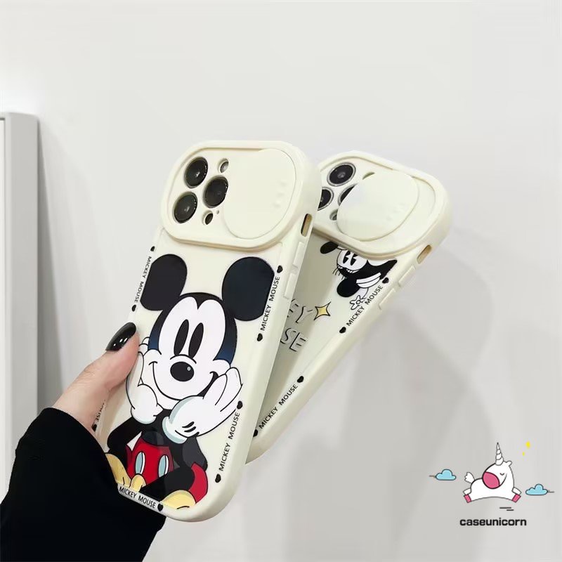 Cute Mickey Mouse Couple Phone Case Compatible for iPhone 7Plus 11 13 12 Pro Max 8Plus XR X XS Max Cartoon Disney Strawberry Bear Lotso Push Pull Window Camera Lens Protector Cover