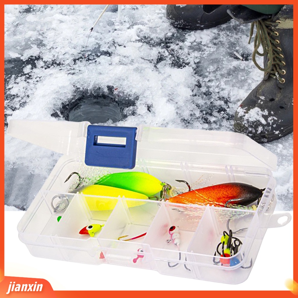 (In Stock) 1kotak Jig Pancing Es Kekuatan Baik Portabel Tahan Lama Penembus Kuat Tajam Angling Baja Karbon Tinggi Memancing Es Warna-Warni Memimpin Kepala Kait Kombinasi Untuk Danau