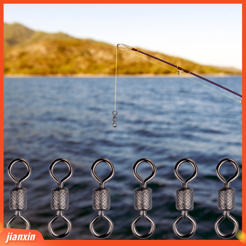 (In Stock) 50Pcs Barel Pancing Praktis Bantalan Aksesoris Tahan Korosi Kekerasan Tinggi Rolling Swivel Ring Untuk Outdoor