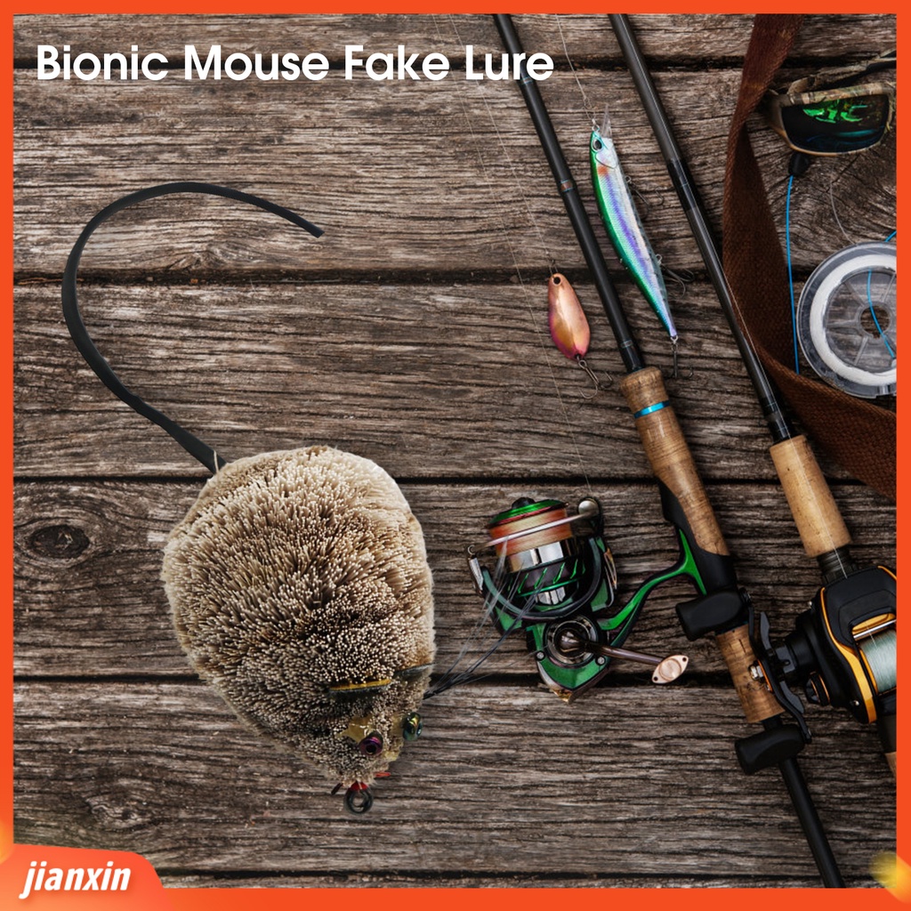 (In Stock) 3D Mata Ekor Panjang Kait Tunggal Umpan Palsu Rambut Hidup Tikus Buatan Memikat Aksesori Memancing