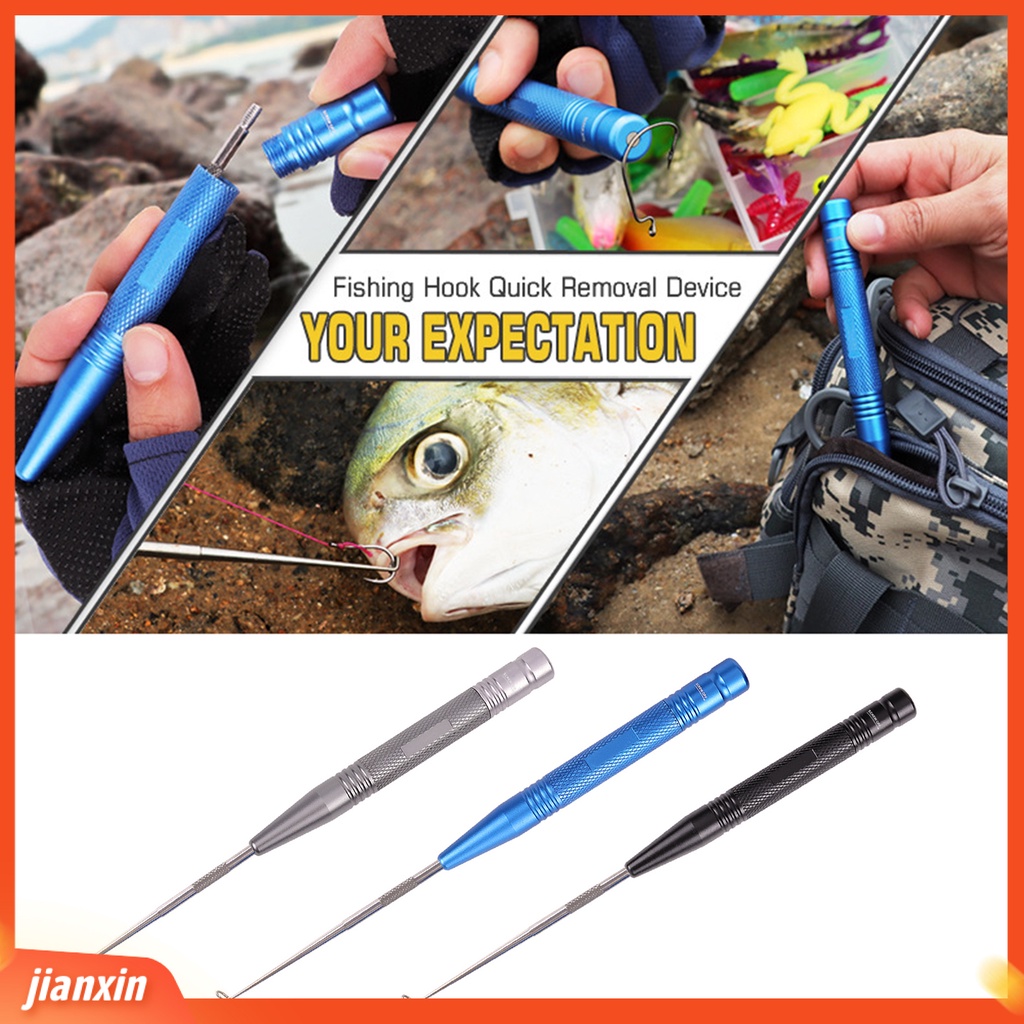 (In Stock) ic Bawah Spiral Desain Kait Retraktor Pegangan Anti-Selip Tabung Penyimpanan Dilepas Stainless Steel Fish Hook Remover Peralatan Memancing