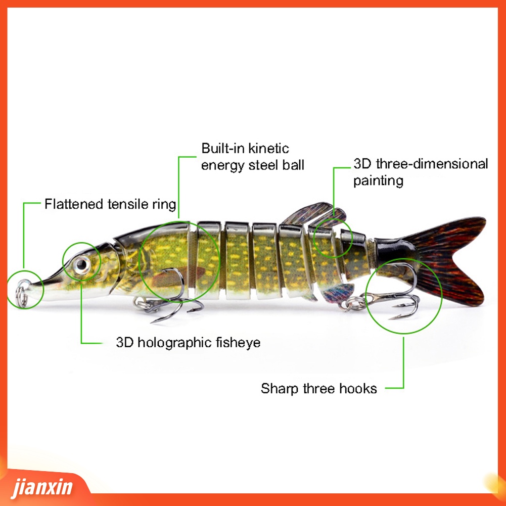 (In Stock) 12.5cm 21g Multi Jointed Fishing Artificial Lifelike Lure Wobbler Fish Swim Umpan