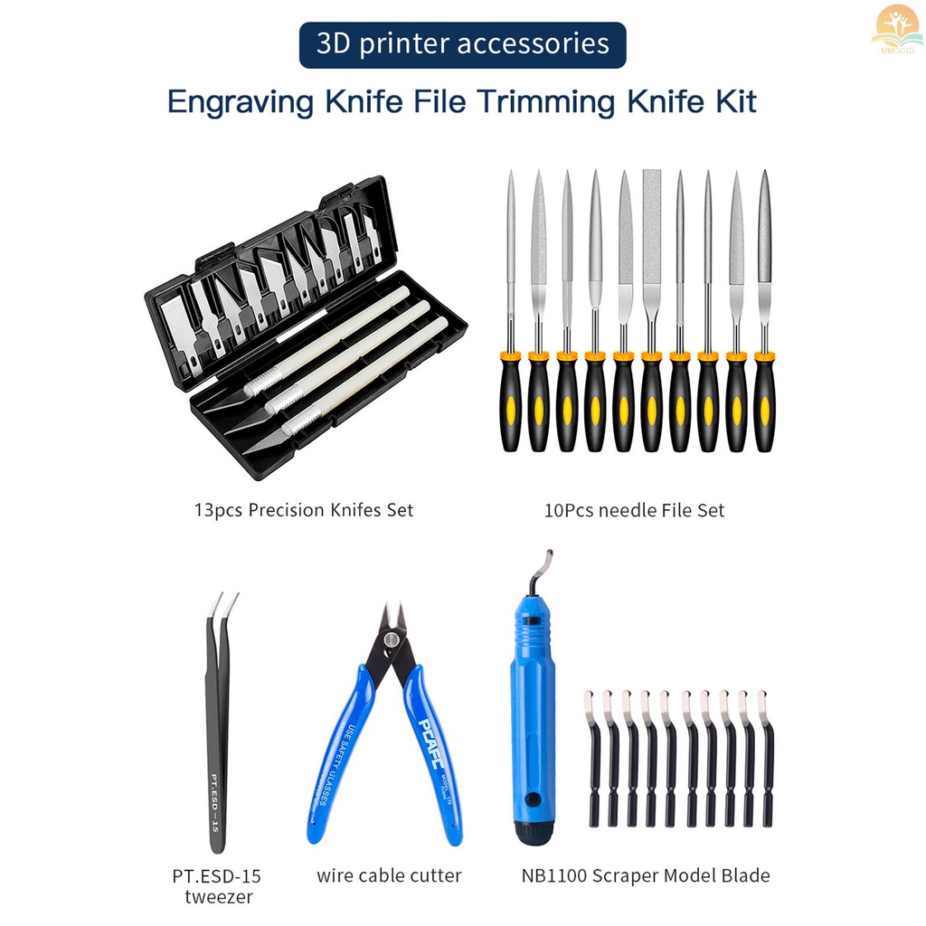 In Stock KINGROON Deburring Tool Kit Engraving Pisau Carving Alat DIY 3D Printer Part 3D Model File Cutter Scraper Alat Pelepas Bahan Dengan Chiseling Blade/ Pisau Tepi Stensil/Fi