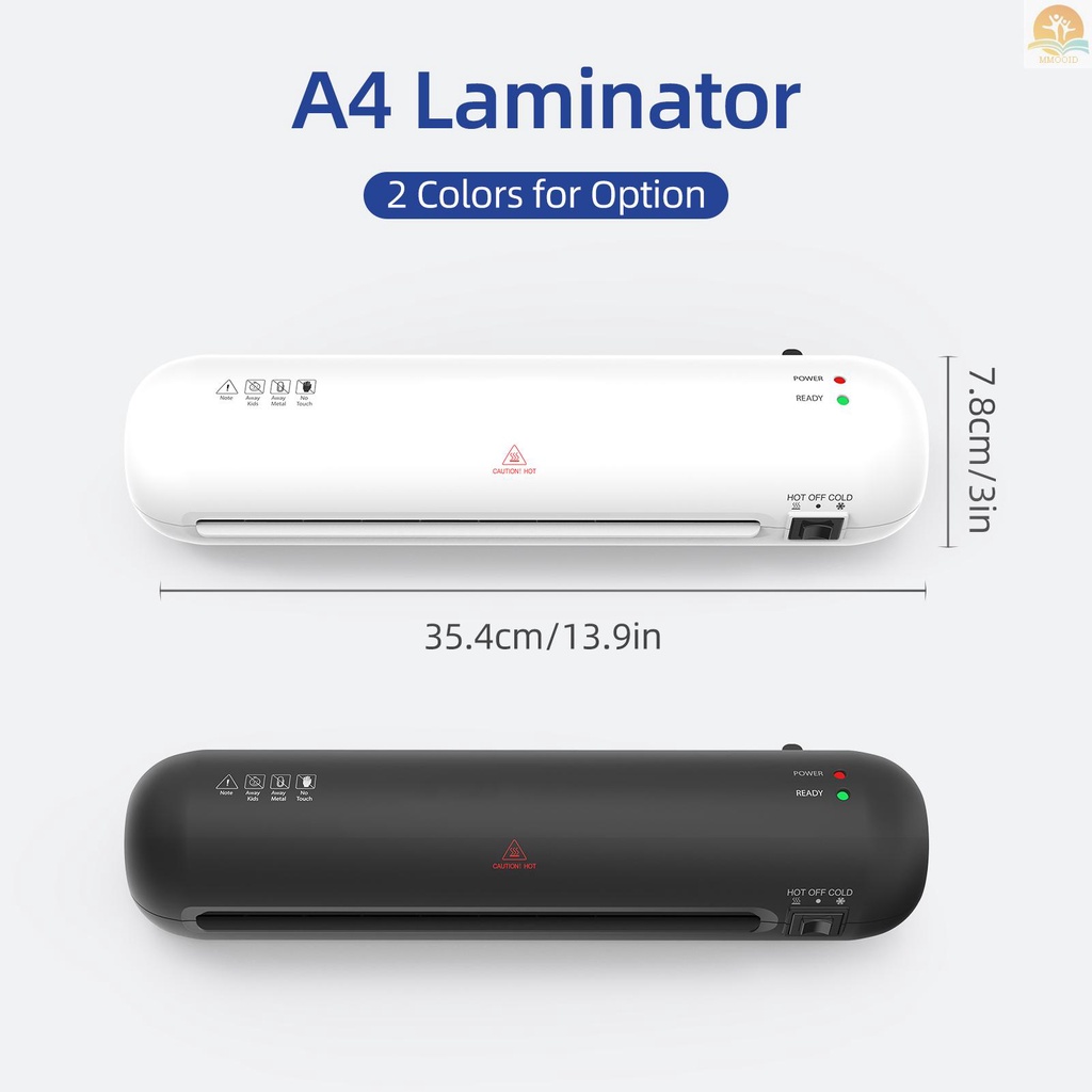 In Stock Set Mesin Laminator Desktop Ukuran A4 Laminasi Panas Dan Dingin 2 Sistem Rol Lebar 9inci Max Dengan Pemotong Kertas Trimmer Rounder Hole Puncher Binding Hoop Cocok Untuk A