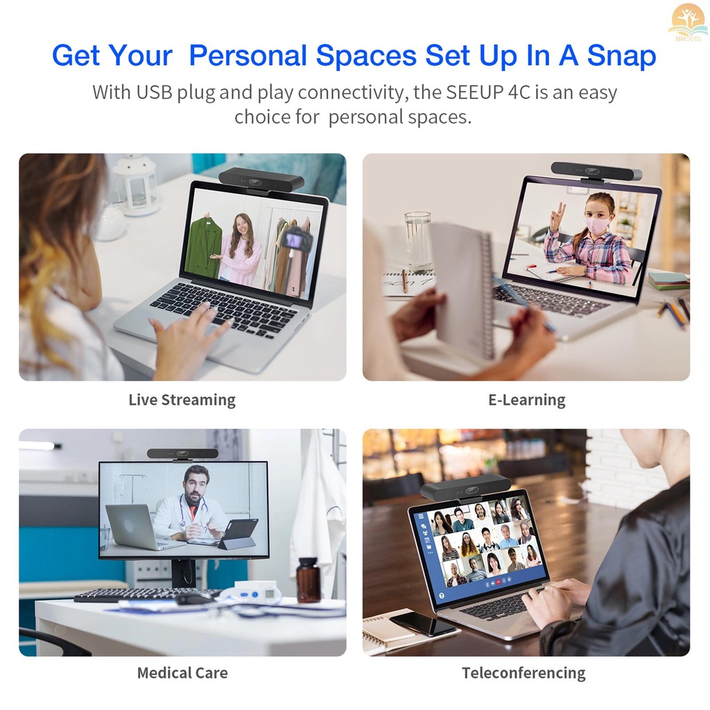 In Stock 4K Camera USB Webcam Kamera Konferensi Video HD Dengan Microphone Dan Speaker AI Face Tracking Auto Focus360° Voice Pickup Plug &amp; Play Kompatibel Dengan Windows Android Mac