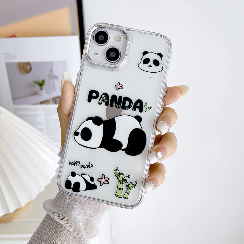 【Independent buttons】Clear Silicone Soft Case IPhone 6S 7 8 Plus SE XR XS Max 11 12 13 14 Pro Max 14 Plus Cute China Panda