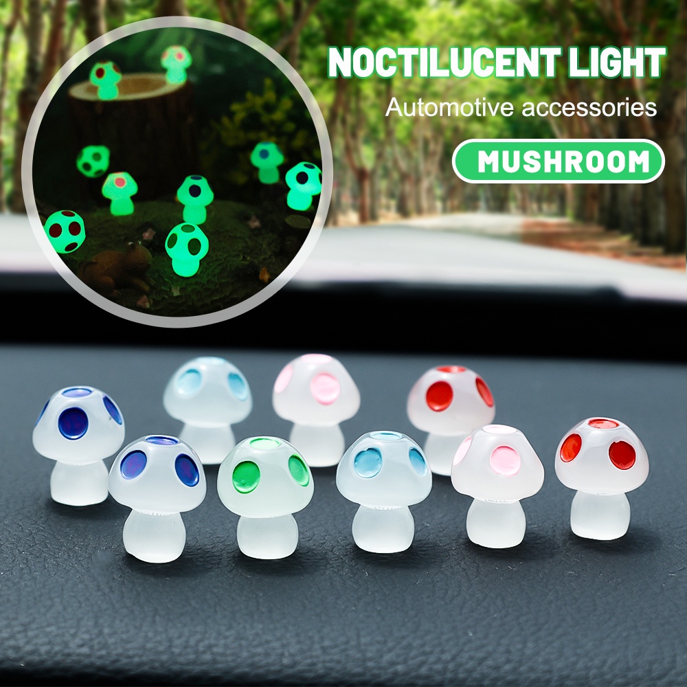 [Fitur] Mini Luminous Mushroom Decor/Aksesoris Rumah Boneka Taman DIY/Dekorasi Rumah Dasbor Mobil/Patung Lanskap Mikro/Ornamen Peri Jamur Bersinar Lucu