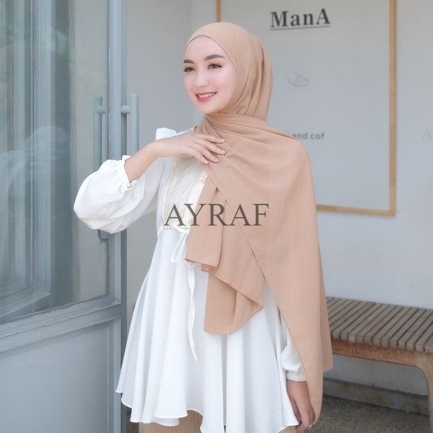 COD jilbab pashmina ceruty baby doll/pasmina ceruty baby doll/pashmina ceruty bebydoll warna beige