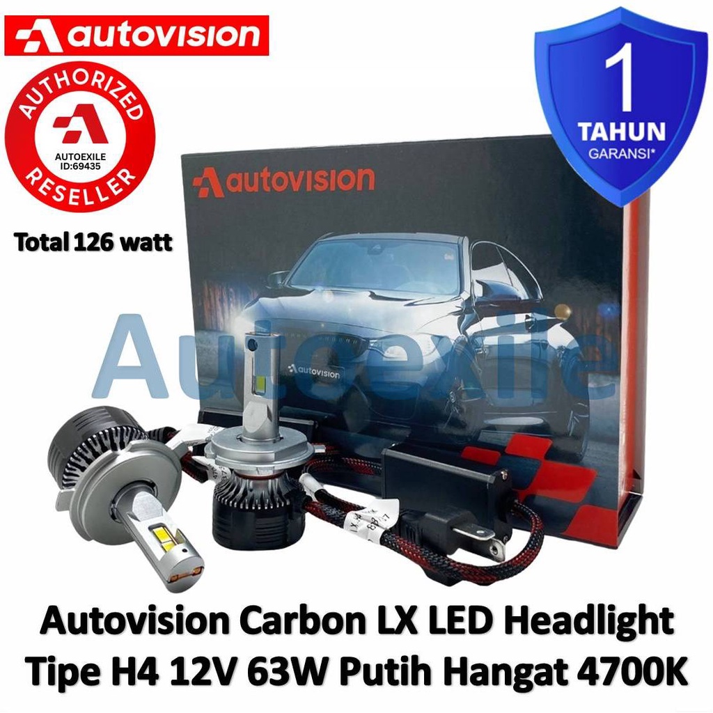 Autovision Carbon LX LED Headlight H4 12V Putih Hangat 4700K Warm White Lampu Depan Mobil High Beam 