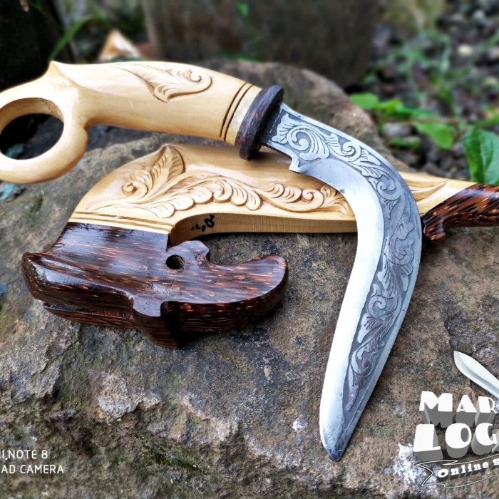 PROMO/ Pisau Kerambit minang putih full ukir batik