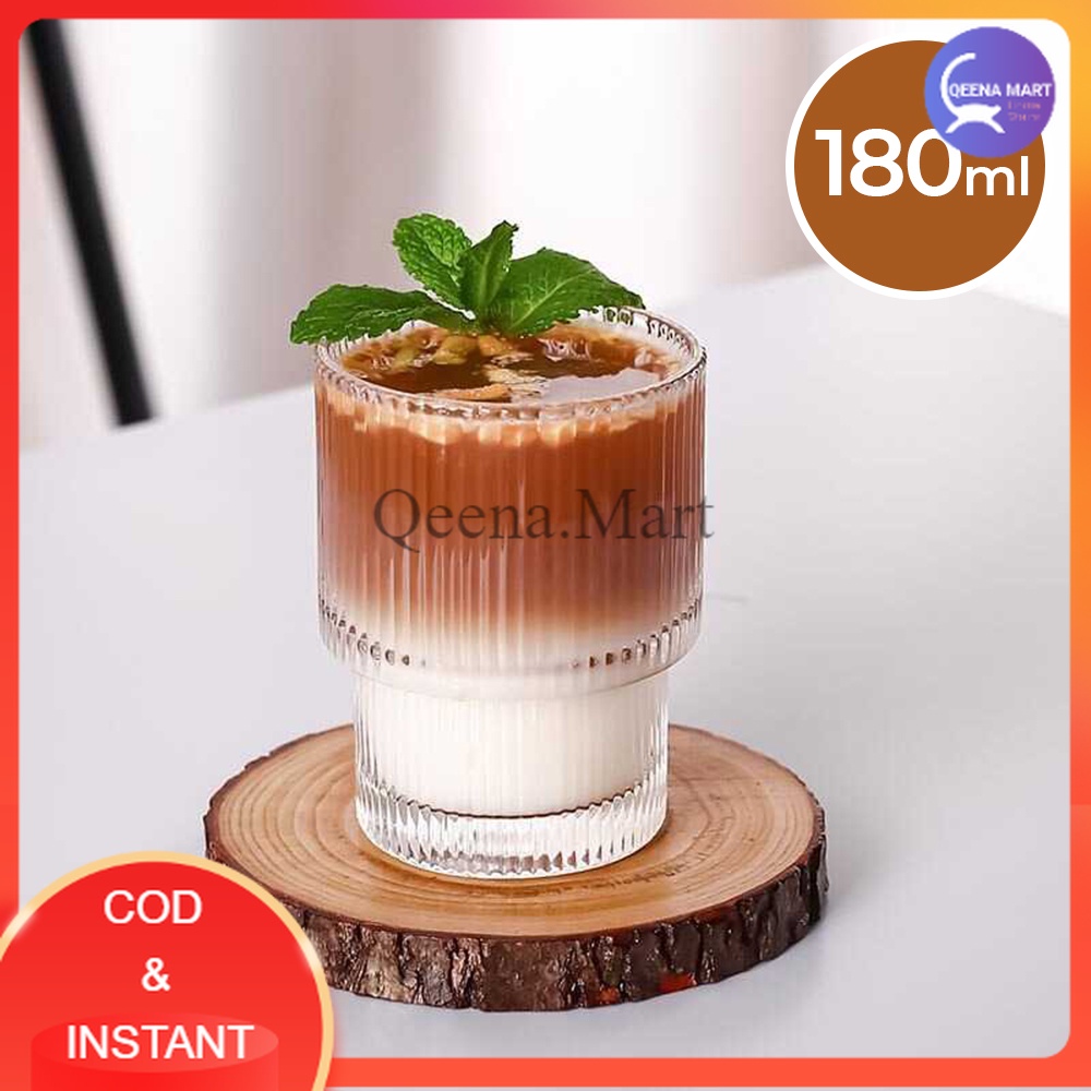 Gelas Cangkir Tea Coffee Mug Desain Stripe Origami 180 ml - KMA091