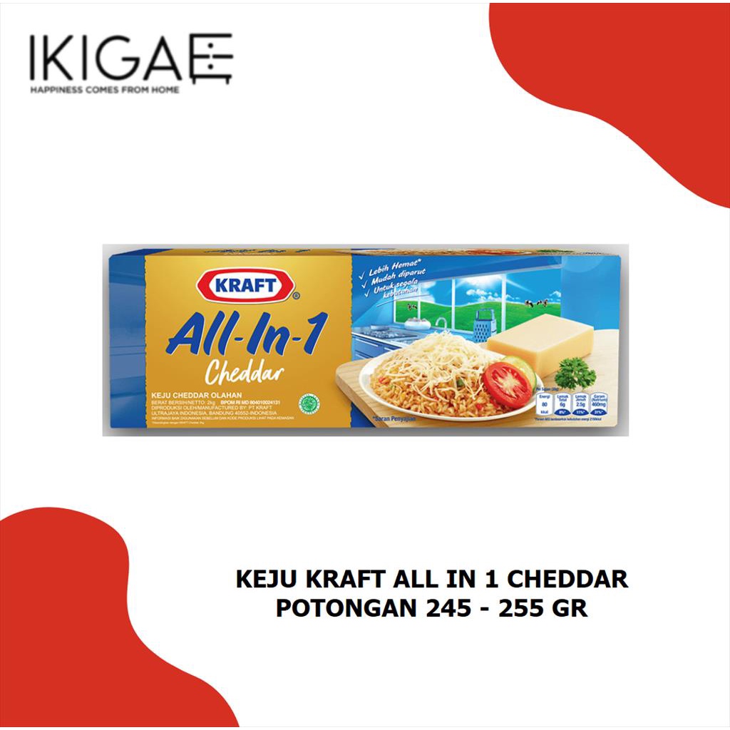 

KEJU KRAFT ALL IN 1 CHEDDAR POTONGAN 245 - 255 GR
