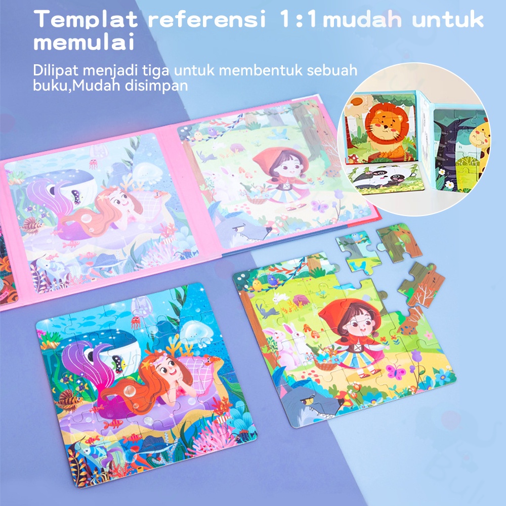 Buluary Buku Puzzle Magnet 3 in 1 Dengan 5 Step Variasi Mainan edukasi anak