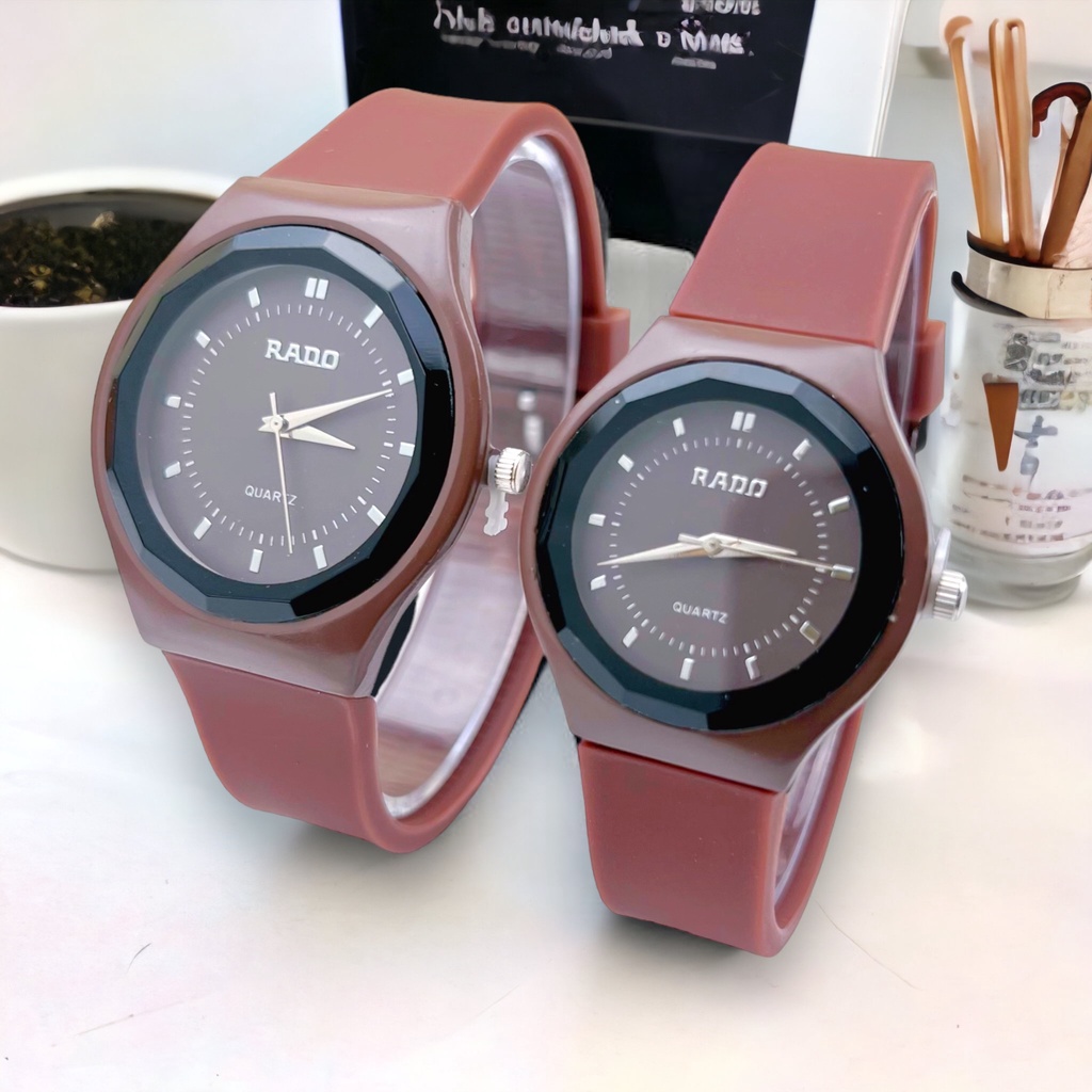 COD✅ Jam Tangan Couple Wanita Pria Fashion Rubber Watch Analog Quartz   S1295