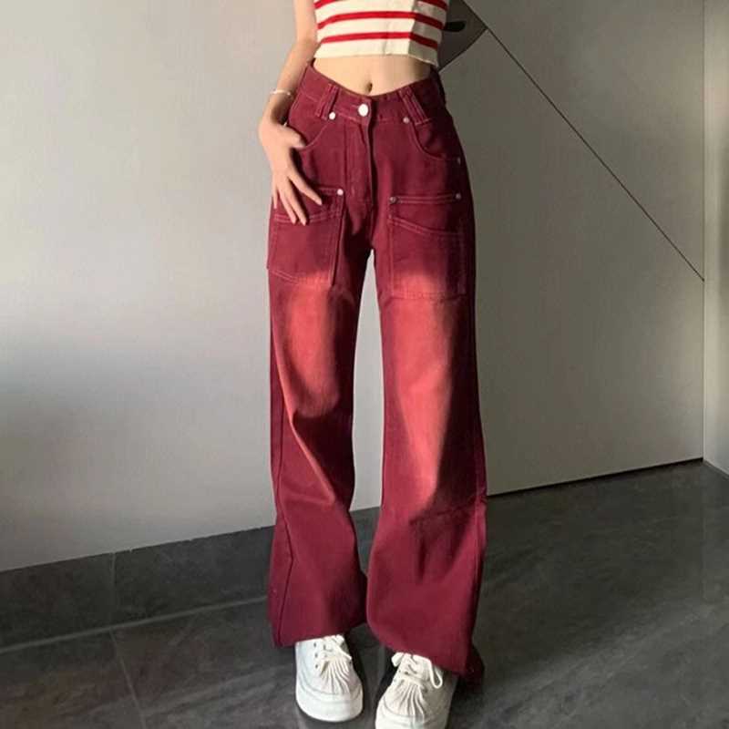 [ COD✅ ] Aroana Eyeshe Eropa dan Amerika hiphop retro tooling jeans wanita musim semi dan musim gugu