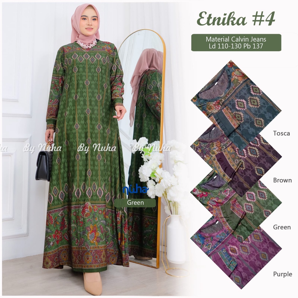 Gamis jumbo etnika #4/ gamis wanita murah/ gamis syari jumbo/ busana muslim wanita/ dress wanita/ ka