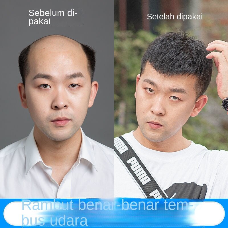 Wig Pria Rambut Asli Pria Wig Potongan Rambut Asli Rambut Pendek Versi Korea Tampan Terlihat Realist