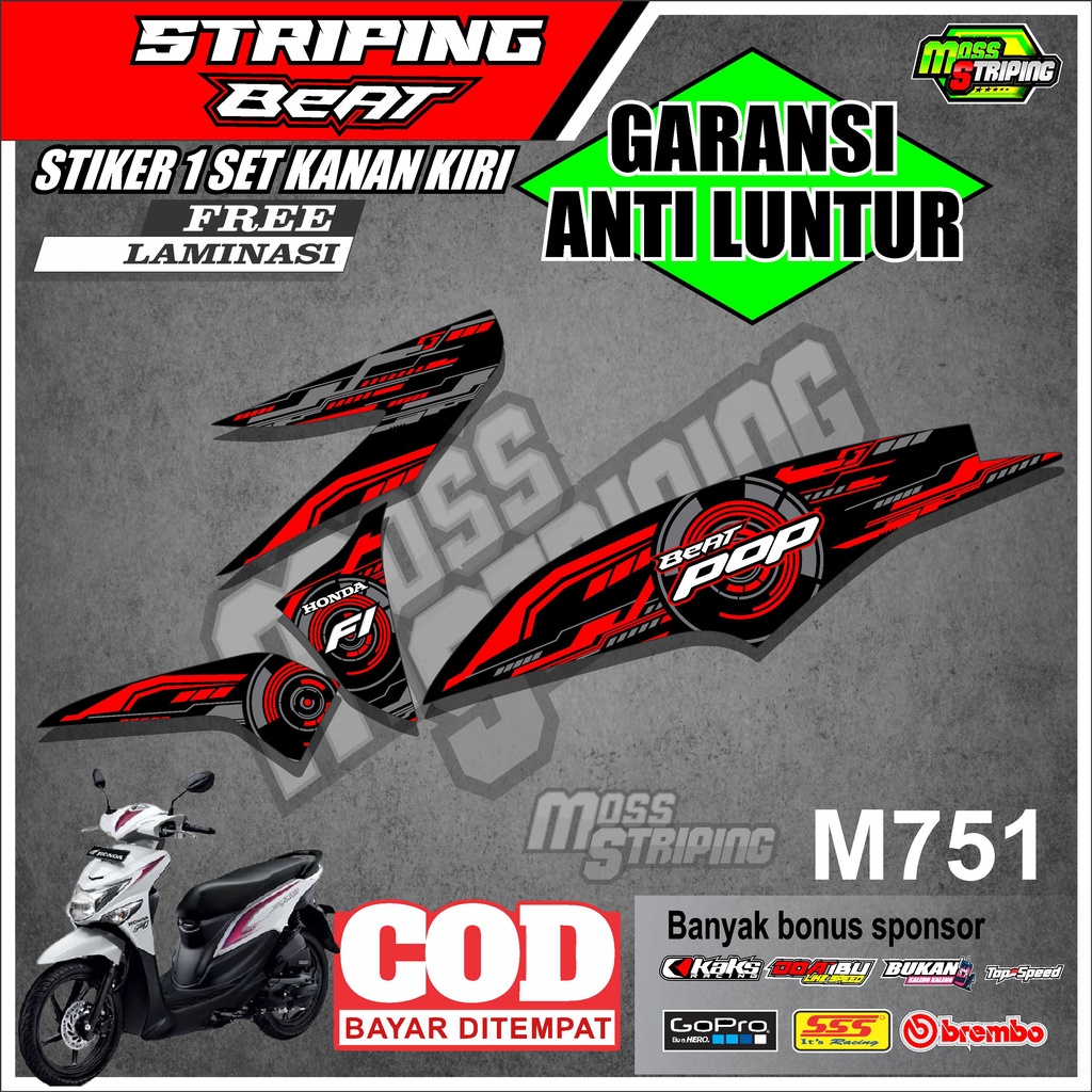 MASS Striping - Striping Sticker List Variasi Motor Motor Honda Beat POP Semi Fullbody 2015 2016 201