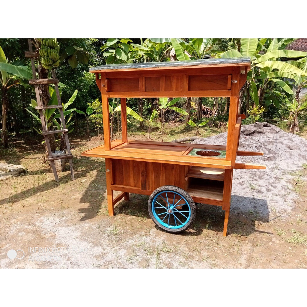 gerobak angkringan kayu jati free ongkir