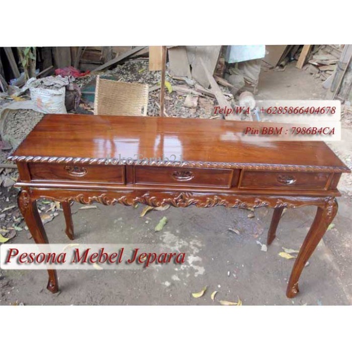Meja Console / Konsul Laci 3 Ukir Kayu Jati murah