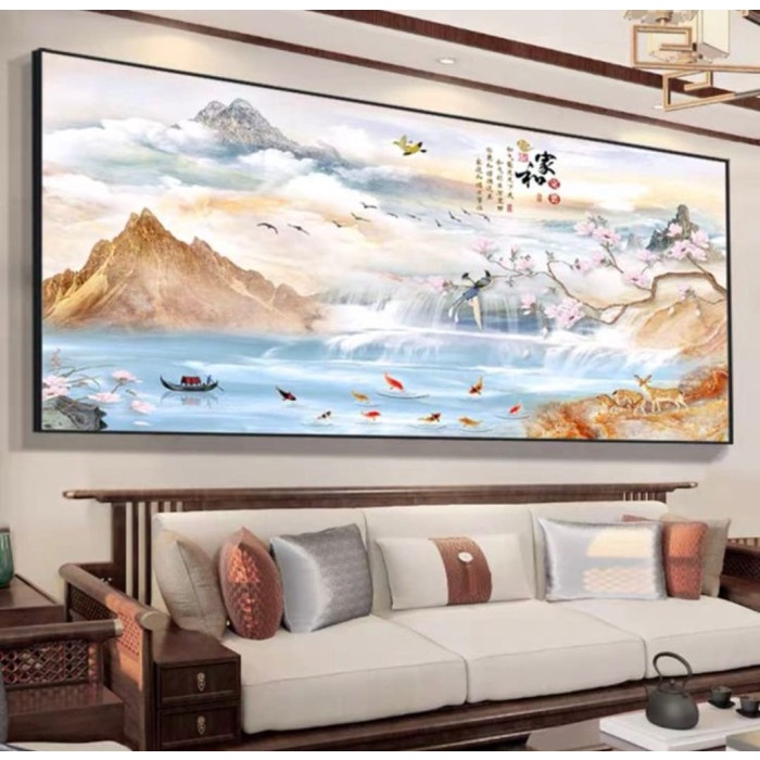 lukisan porcelain diamond gambar pemandangan - 60*120CM