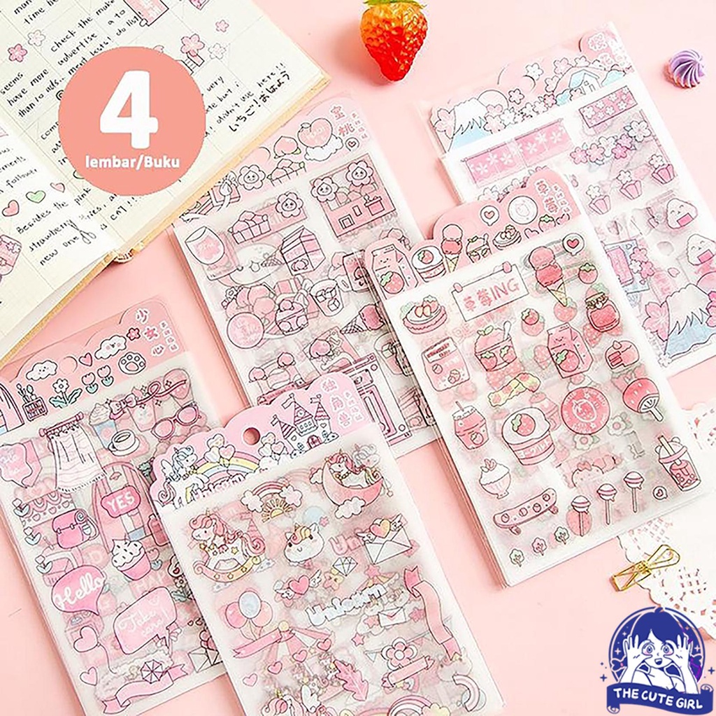 

pony stationery sticker 4 lembar stiker plastik anti basah 4 Pcs Cute Sticker Journal Scrapbook Decor Stickers - Stazionario