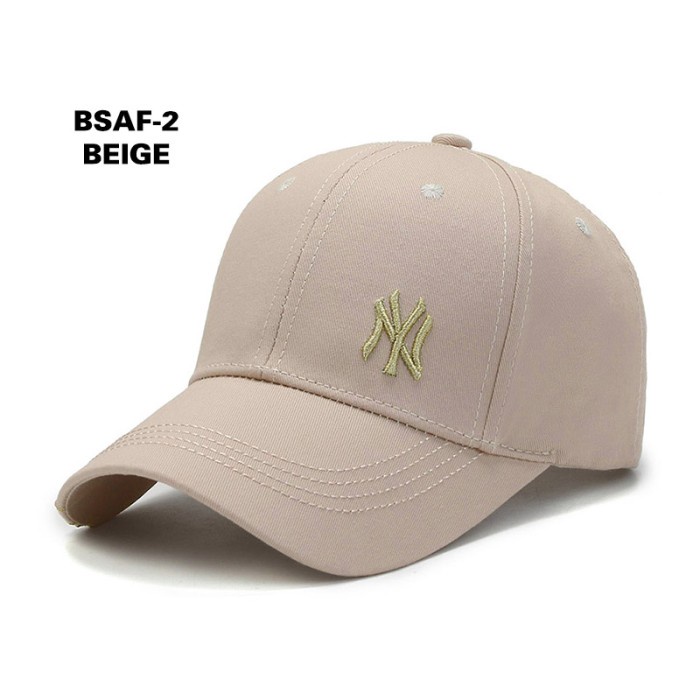 Promo - Topi Pria Wanita Baseball Distro NY Bordir MLB Fashion Korea BSAF - BSAF-2 BEIGE - Sedia top