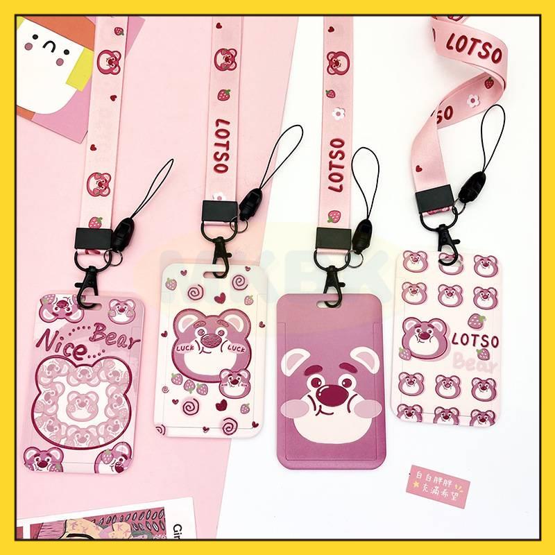 

⭐ MKBK ⭐ Beruang Strawberry ID Card Holder Cartoon Card Sleeve Photocard Pelindung Kartu Case Tali Lanyard Card Holder Foto Dengan Gantungan Kunci School ID Work ID Card Holder Kartu Metro Kartu Bus Cover Kartu Bank