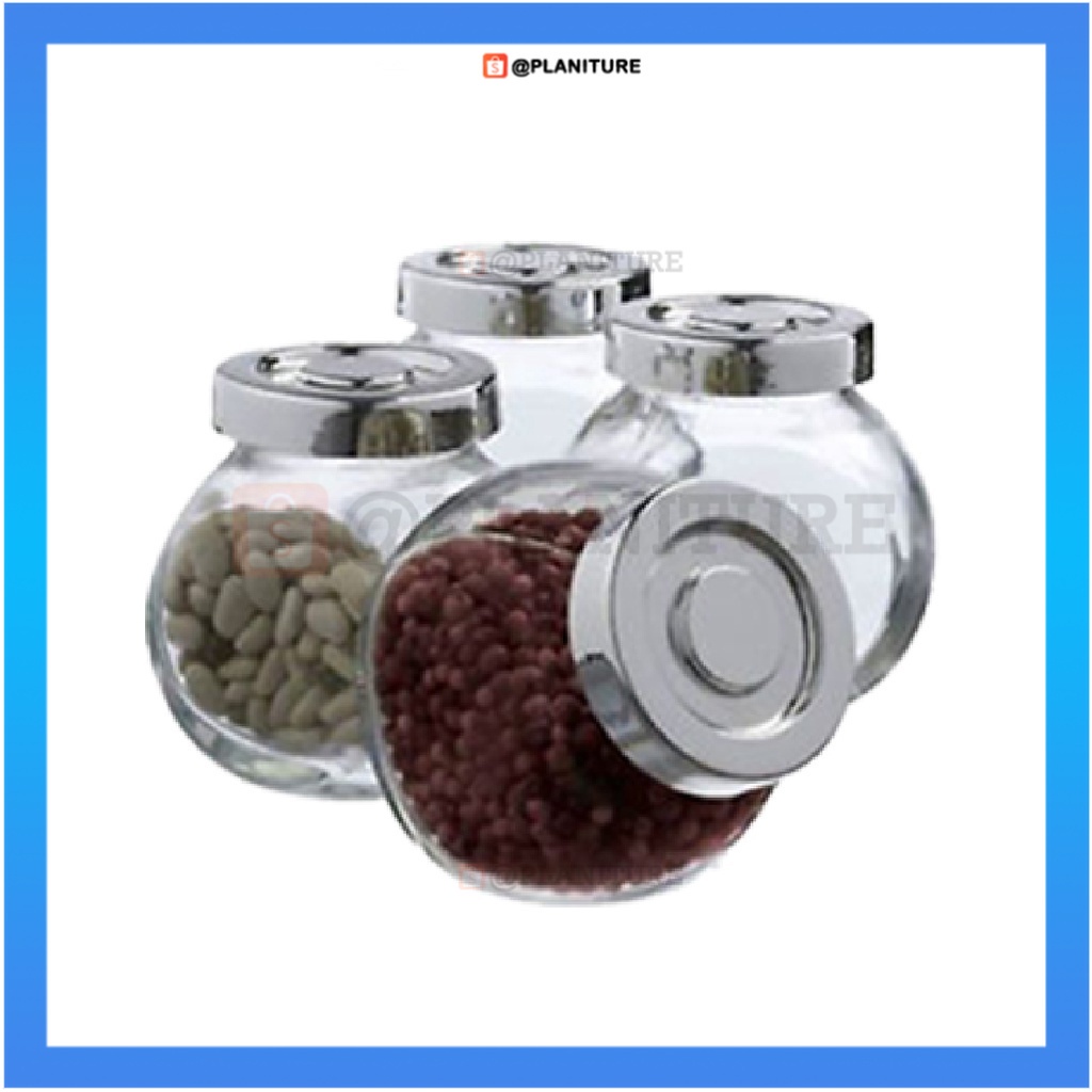 [COD] IKEA RAJTAN TOPLES BUMBU DAPUR Kaca Set isi 4 PCS Tempat Penyimpanan Sambal Rempah Makanan Sel
