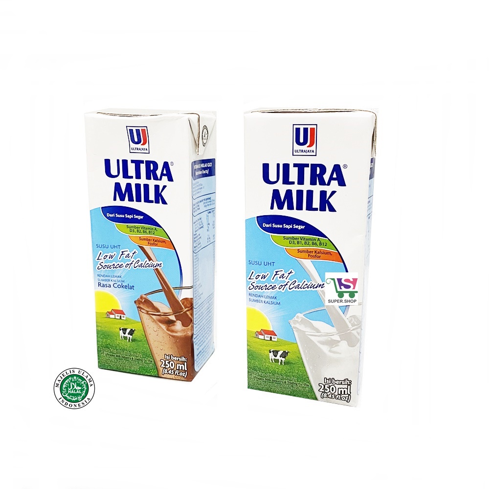 

Susu Ultra yang LOW FAT 250ml / 250 ml 1 karton isi 24 pcs Rasa