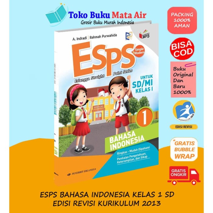 ⭐BARU (DISKON)⭐ ESPS BAHASA INDONESIA 1 UNTUK SD/MI KELAS I ( K13N ) ERLANGGA