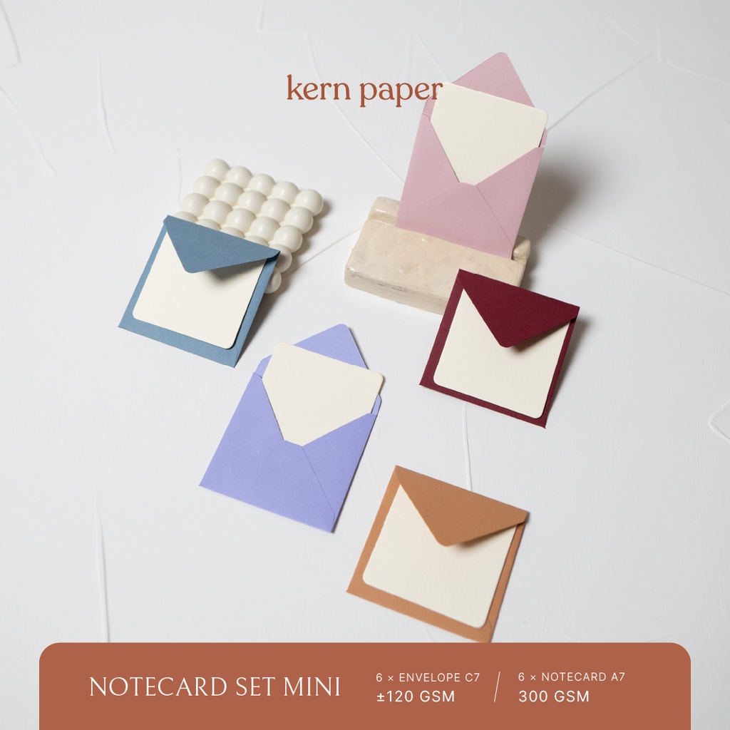 

Kern Paper Notecard Set C7 Square - Monocolour (Pack of 6) | Kertas Amplop Surat Premium