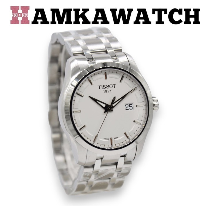 JAM TANGAN TISSOT PRIA ORIGINAL T035.410.11.031.00 RANTAI SILVER WHITE Vs