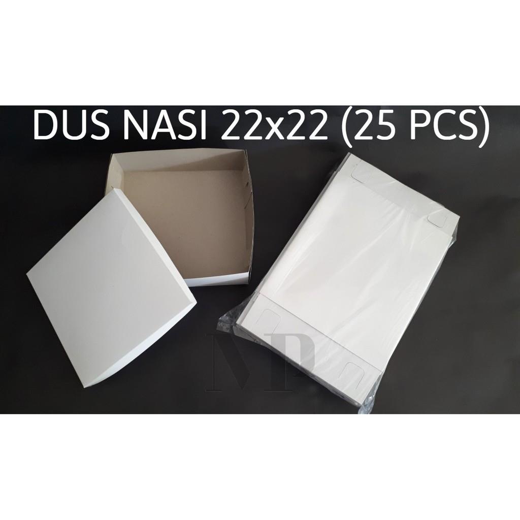 

[25pcs] Dus Nasi Kotak 22x22 cm Putih Polos Catering Box