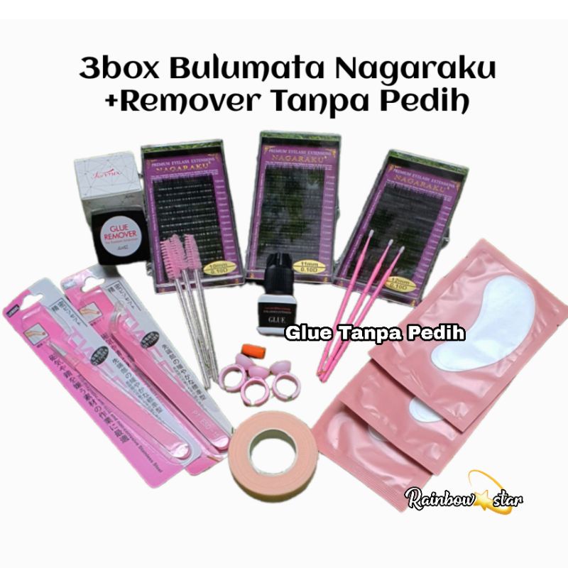 Paket Eyelash Extension NAGARAKU Lengkap + Remover Tanpa Pedih