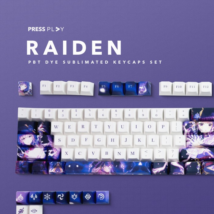 Genshin Impact RAIDEN SHOGUN PBT Dye Sub Keycaps Mechanical Keyboard