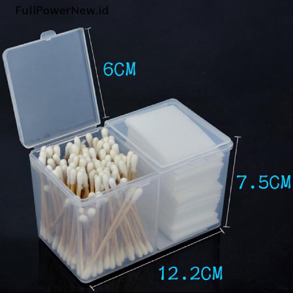 Power Twin Well Empty Grids Portable Tempat Penyimpanan Lap Bantalan Cotton Swab Container ID