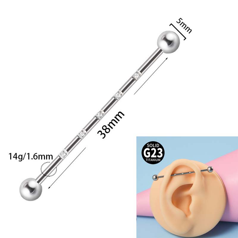 1biji Anting Tusuk Barbel Titanium Hypoallergenic Industrial - 14 Gauge G23 Untuk Pria Dan Wanita