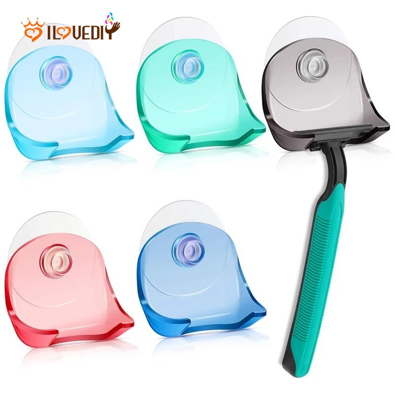 Hot Sale/Tempat Alat Cukur Universal Dengan Suction Cup/Rak Alat Cukur Transparan Gantung Dinding/Rak Penyimpanan Penopang Silet Plastik Aksesoris Kamar Mandi