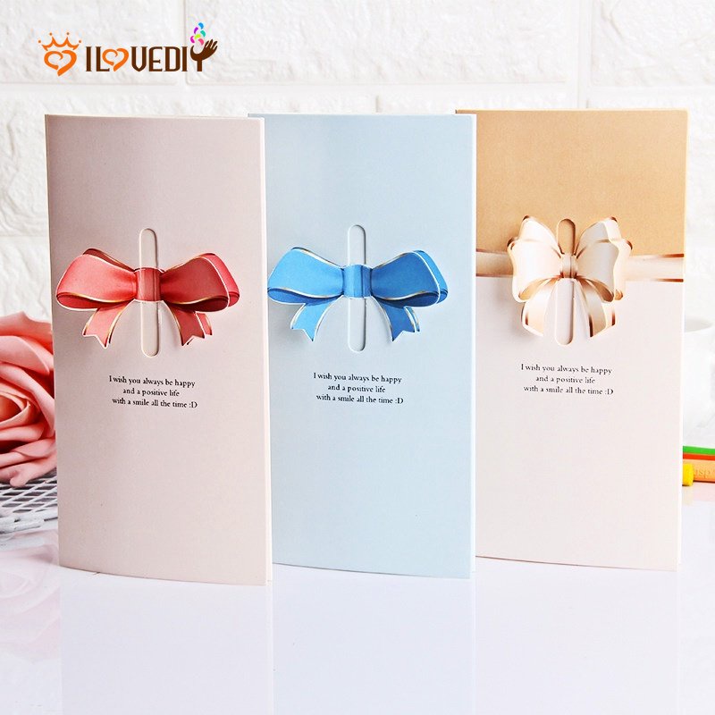 Hot Sale/3D Love Bow Tie Hollow Greeting Card/Kartu Ucapan Hadiah Toko Bunga/Kartu Undangan Untuk Pernikahan Pesta Ulang Tahun Xmas