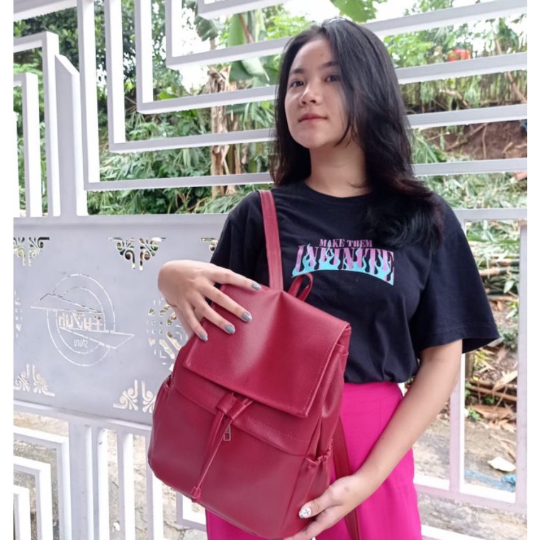 Ransel Wanita Kulit Sintetis Tas Punggung Gendong Korean Style Luna Slingbagkonveksi Produktion