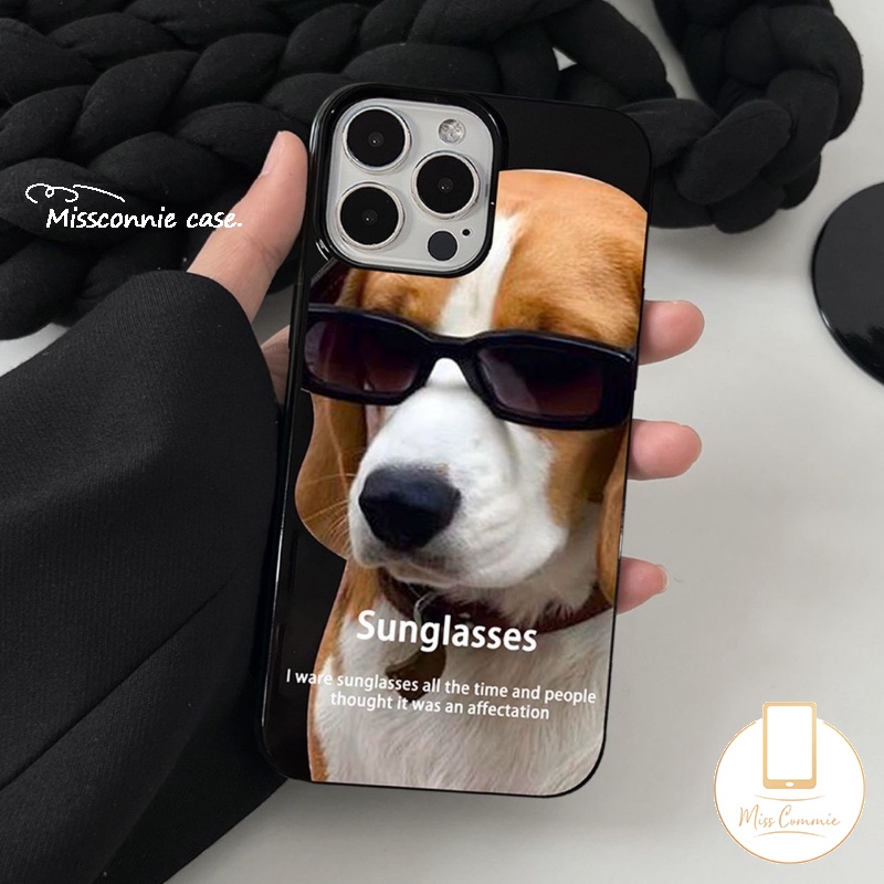 IPHONE Casing Ponsel Halus Glossy Kompatibel Untuk Iphone11 14 13 12 Pro Max 7Plus XR X XS Max 78 Plus SE 2020 Kacamata Hitam Kartun Anjing Keren Shockproof Soft Cover