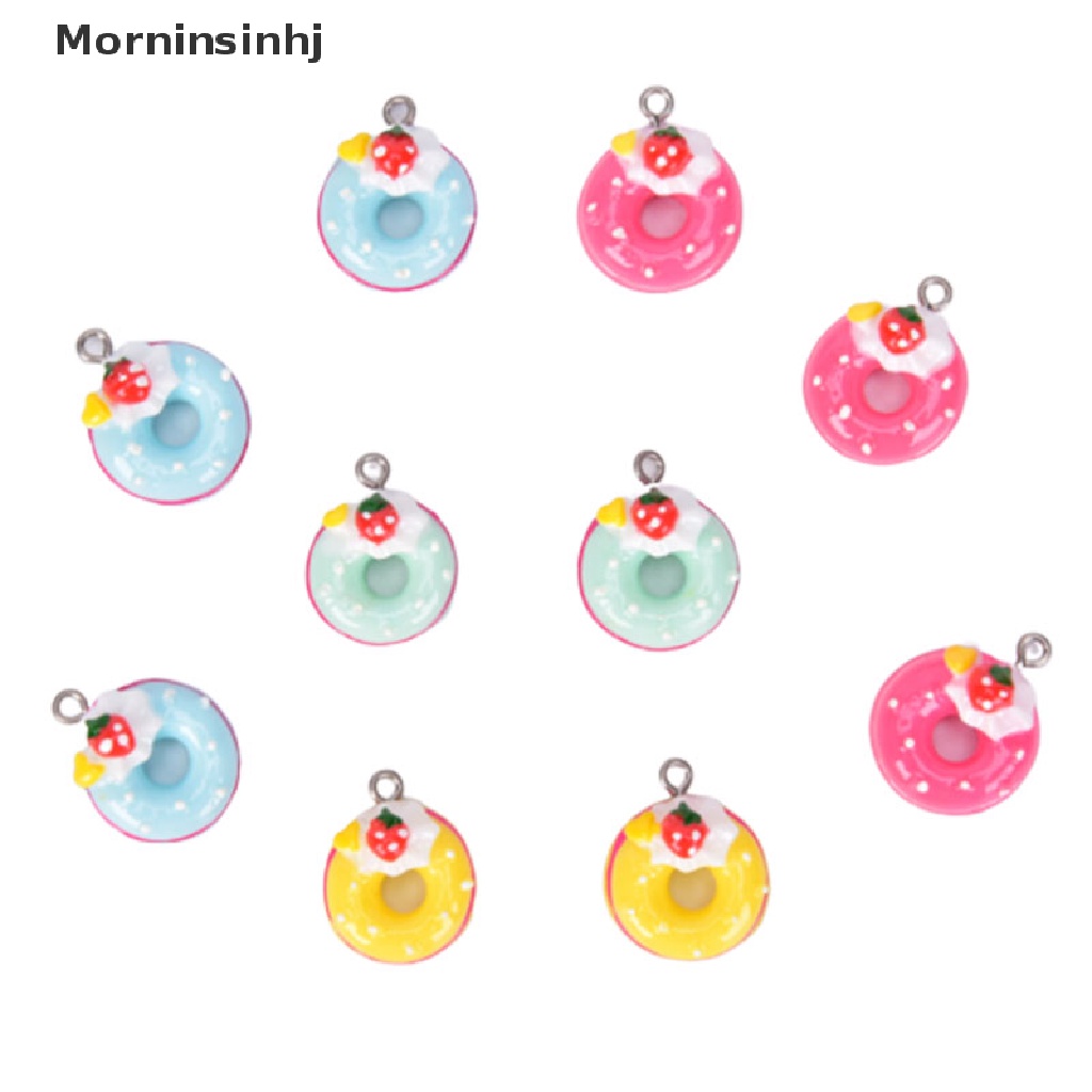 Mornin 10Pcs/Set Liontin Donat Makanan Mini Dekorasi DIY Temuan Perhiasan Ch id