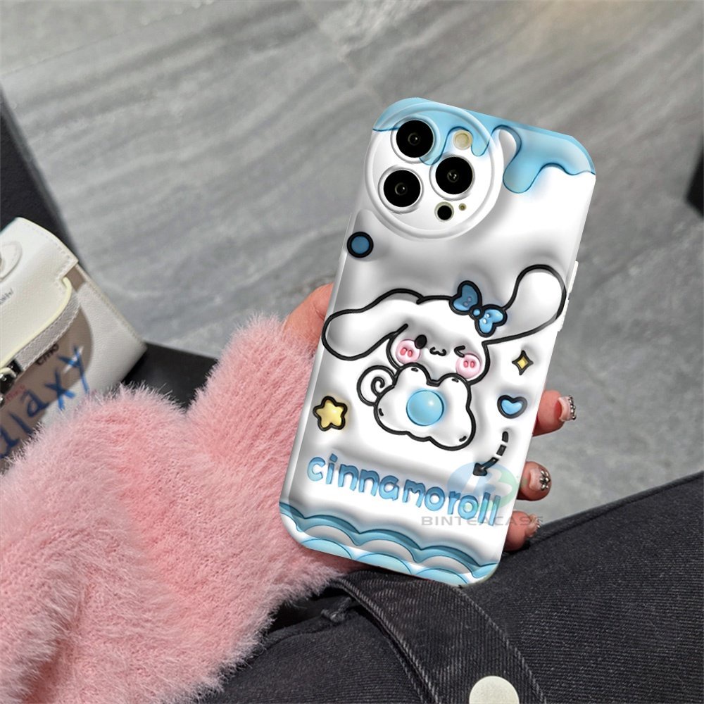 Realme 10 C55 C15 C12 C25S C11 C20 Realme5 5i 6i C3 8i C21Y C25Y Puding Anjing Dan Cinnamoroll Silicone Airbag Case Binteacase