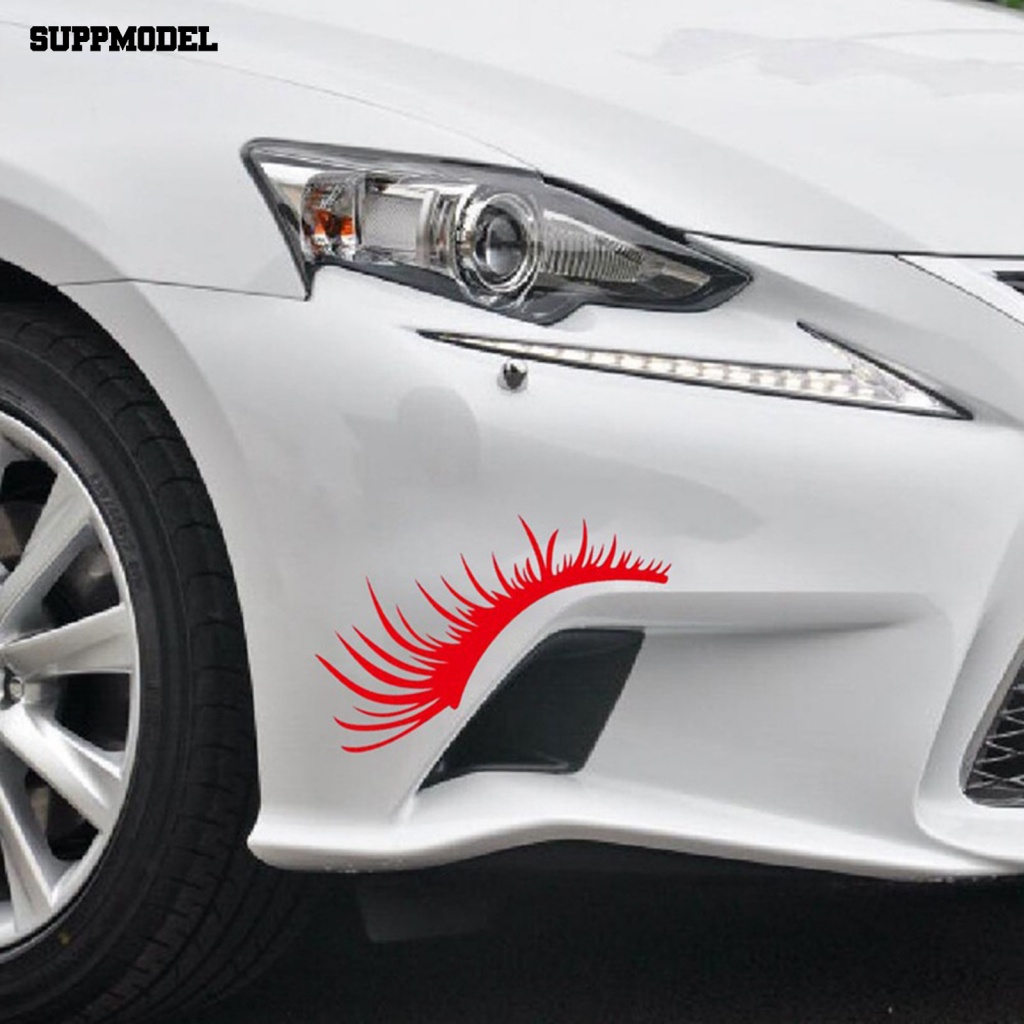 Suppmodel 2Pcs Individual Headlight Eyelashes Stickers Mobil Decal Otomotif Dekorasi