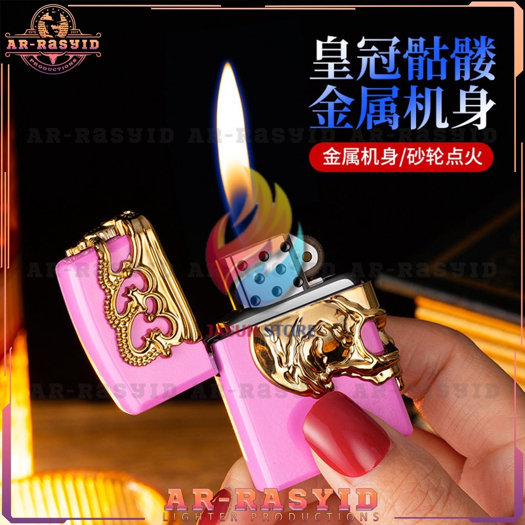 TERBARU! Korek Api Roda Api Gas Crown Skull Tengkorak Lighter XF-1913-3 4060 BISA COD!