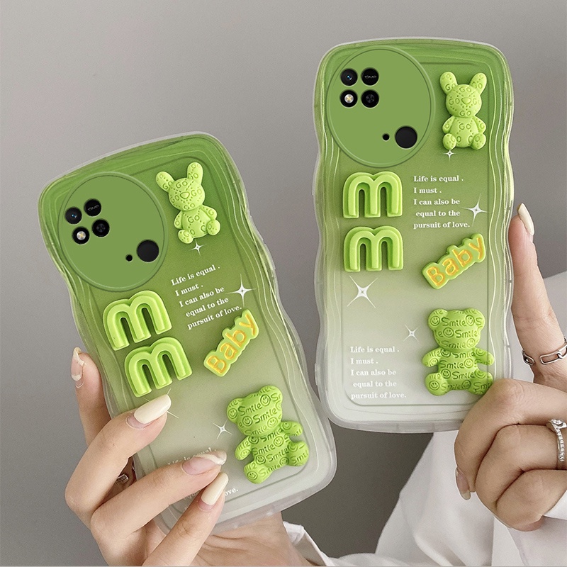 Andyh Casing Ponsel Untuk Xiaomi Redmi 10C Note8 Pro 9 Pro Max 9S Phone Case 3D Alphabet Bear Pelindung Kamera Pelindung Penutup Belakang Couple Case