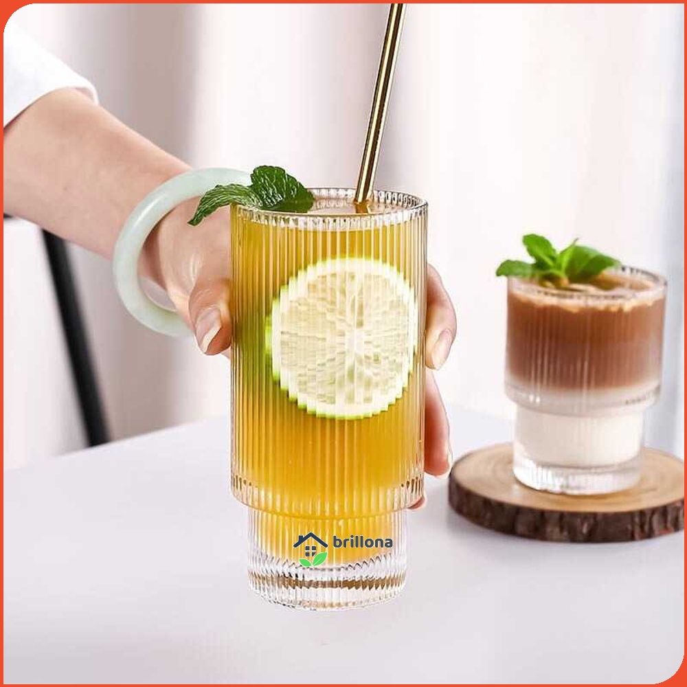 KEMORELA Gelas Cangkir Tea Coffee Mug Desain Stripe Origami - KMA091